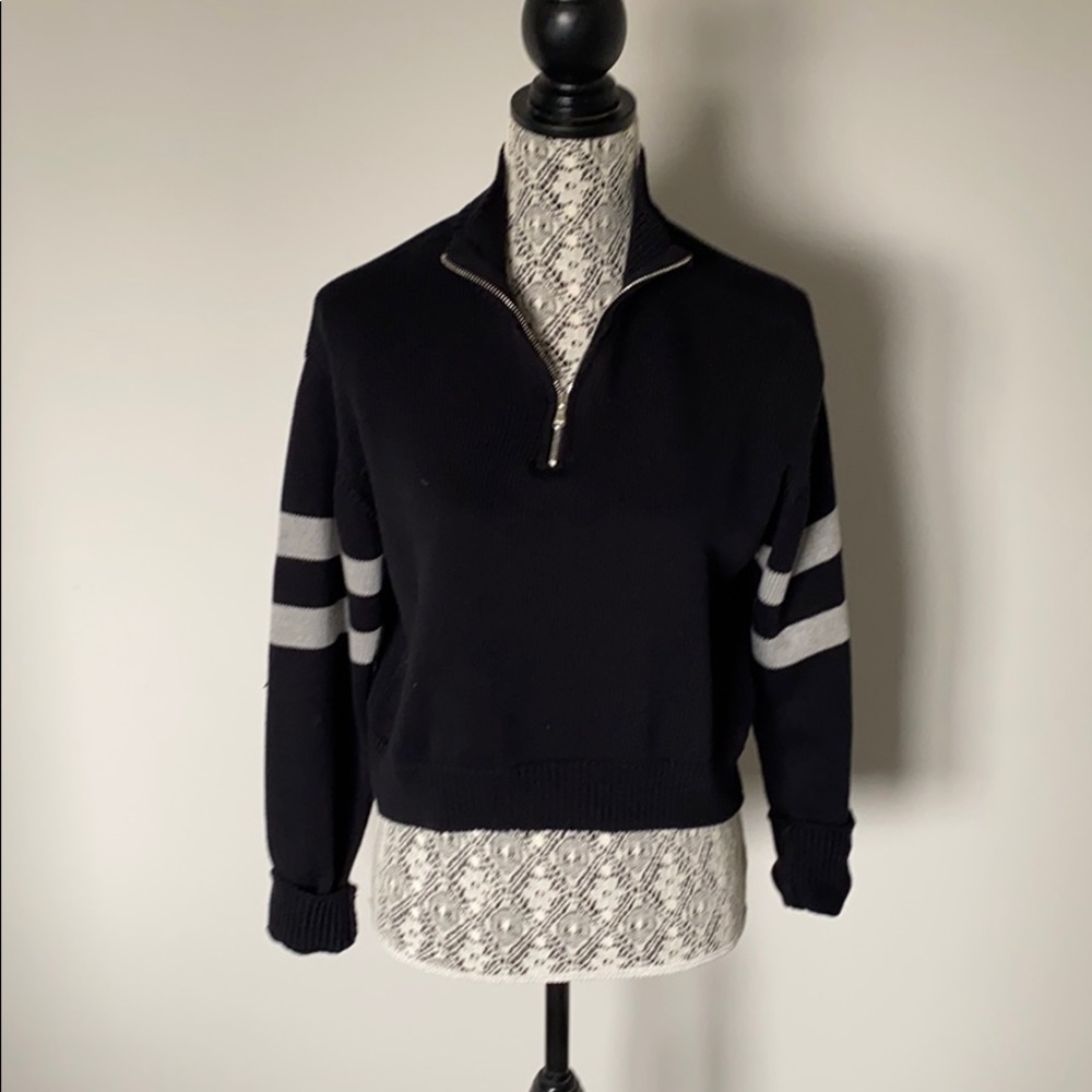 Half zip cropped sweater